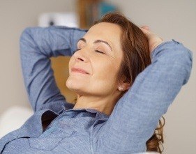 Relaxing woman at periodontics office
