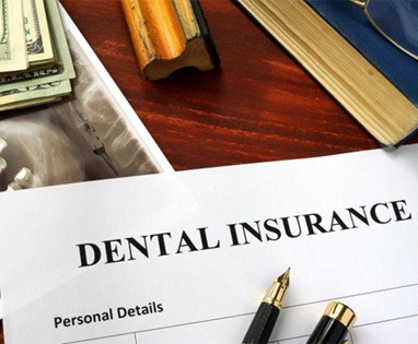 Dental insurance form on a table